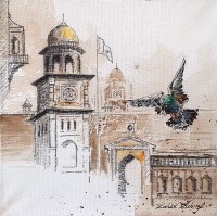Zahid Ashraf, 12 x 12 inch, Acrylic on Canvas, Cityscape Painting, AC-ZHA-109